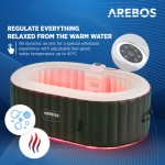 AREBOS インフレータブル温水浴槽 | LEDライト付き室内/室外マッサージプール | 190x120 cm | 2人用 | 90個のマッサージジェット | 加熱 | カバー付き | バブルセラピーマッサージ